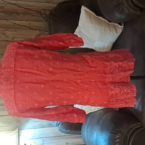 Johnny Was Pink V Neck Eyelet Tunic Top Dress Size PXS - Picture 7 of 10